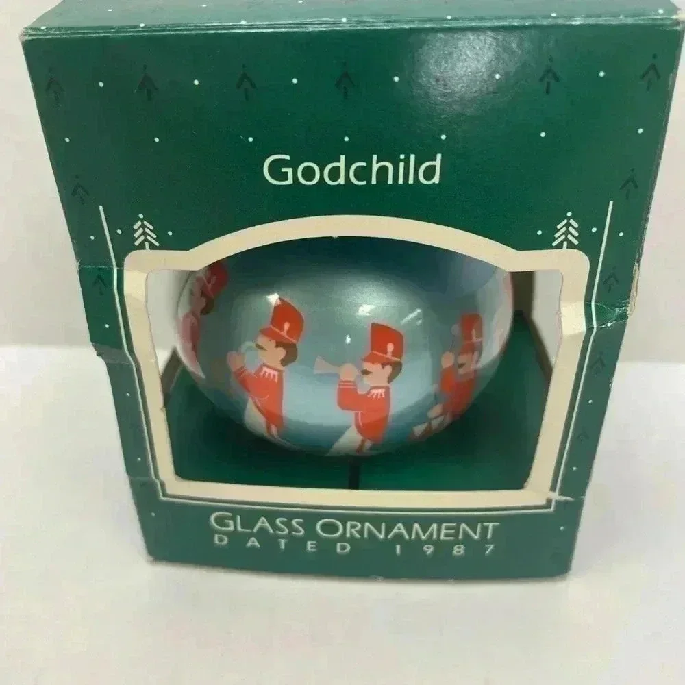 Hallmark Keepsake Glass Ornament-  Godson Dated 1987